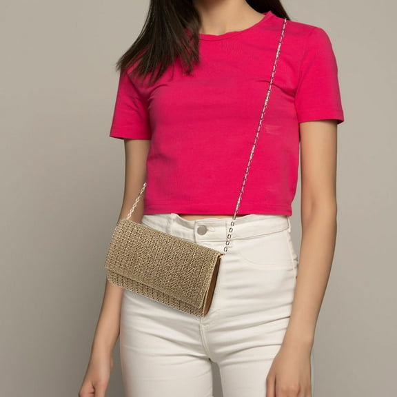 LIFKOME Woven Clutch Artificial Straw Bags for Women Beach Purses for Summer Tote Bag for Women Clutch Bag Casual Summer Handbags Party Bag