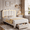 Beige, variant on HiJob Full Size LED Bed Frame for Girls/Kids with Storage Drawers, Velvet Upholstered Platform Bed with Adjustable Headboard, Built in Charging Station, Beige