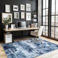 thumbnail image 3 of Jakolive 8x10 Classic Oblong Area Rug, Modern Oil Painting Aesthetic, Washable, Low-Pile and Weathered, Nostalgic Decor Piece for Bedrooms, Kitchens and Living Areas, Dark blue, 3 of 8