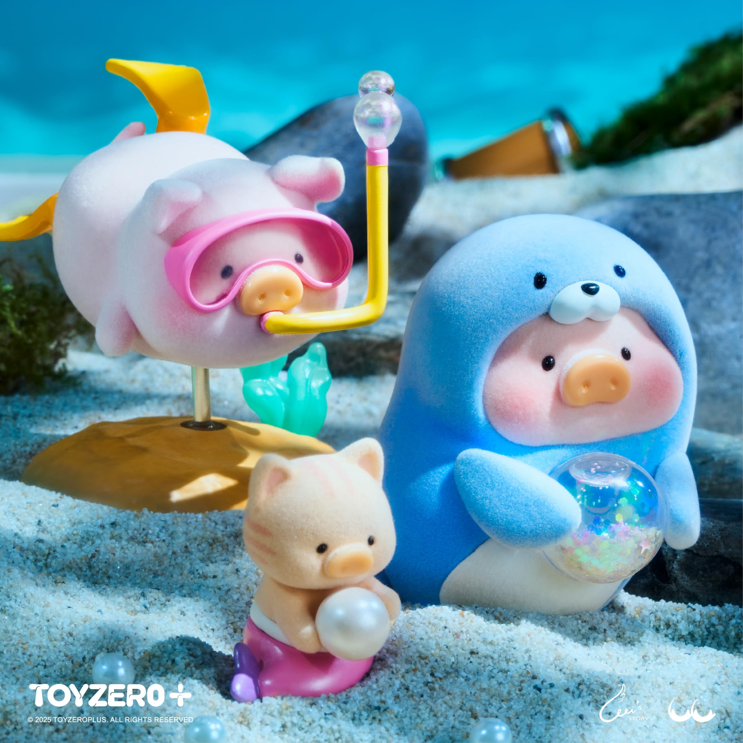 TOYZERO + Lulu The Piggy Blind Box Figures - Ocean Series Blind Boxes Mystery Box Cute Animal Figures Collectible Toys Home Desk Decorations Holiday Birthday Gifts, Whole Set