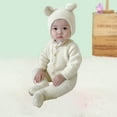 thumbnail image 4 of Plebaso Newborn Baby Jumpsuit Solid Color Warm Long Sleeve Velvet Romper Outfits For Girls Boys, 4 of 5