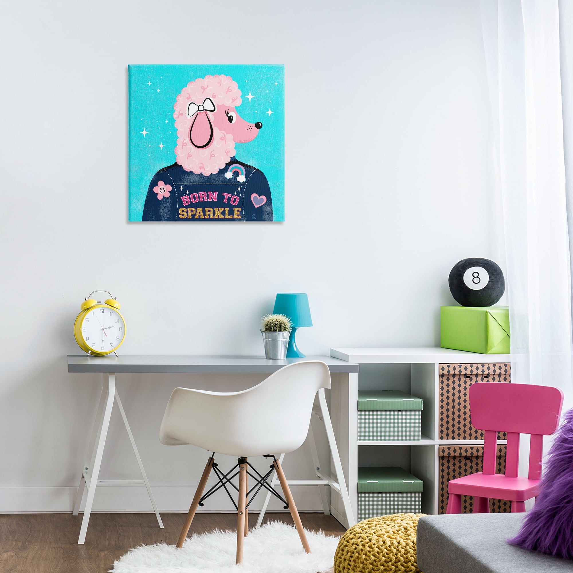 Stupell Industries Born To Sparkle Poodle Animals Painting Wrapped Canvas Art Print Wall Art, 24 x 24