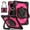 Black+Rose, variant on ELEHOLD Heavy Duty Case for iPad Pro 11-inch (M5) 2025/(M4) 2024 , 3-Layer Rugged 360 Rotating Kickstand Handle Grip Detachable Shoulder Strap Kids Friendly Shockproof Case, Black+Rose