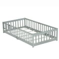 thumbnail image 4 of Miniyam Wood Twin Size Floor Bed Guardrails for Kids, Gray, 4 of 7