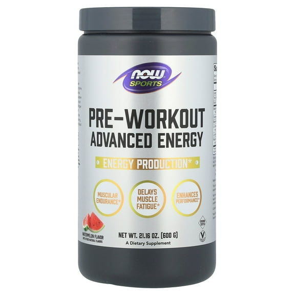 NOW Foods Sports, Pre-Workout Advanced Energy, Watermelon, 21.16 oz (600 g)