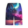 thumbnail image 3 of QATAINLAV Men's Big and Tall Board Shorts Casual Drawstring Elastic Waist Swim Trunks with Pockets Hawaiian Tropical Print Summer Beach Vacation Clothes Purple XXL Mens Gifts, 3 of 4