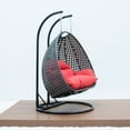 thumbnail image 6 of LeisureMod 2 Person Wicker Egg Chair Outdoor Indoor Bedroom Patio Hanging Lounge Swing Hammock Chairs with Black Stand and UV Resistant Cushions (Red), 6 of 10