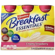 Angle View: Carnation Breakfast Essentials Ready to Drink, Strawberry, 8 Fluid Ounce (Pack of 24)