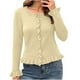 thumbnail image 2 of Cárdigan de punto para mujer, color liso, cuello redondo, suéter con botones, cárdigan, top para mujer, 2 of 9