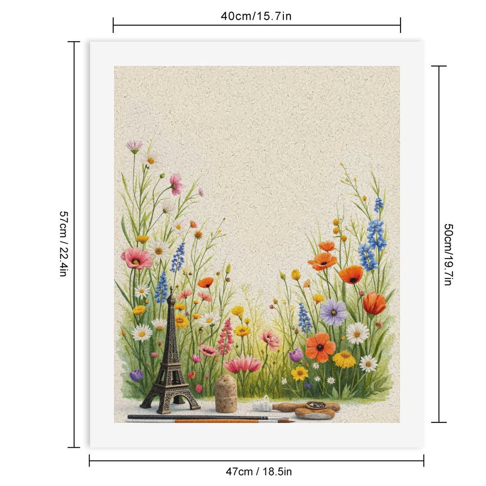 Paint By Numbers Kit for Adults Beginner - Floral Garden Art Tools Paris Eiffel DIY Canvas Painting Kits for Adults, Frameless Paint By Number for Adults for Home Wall Decor 16x20 Inch
