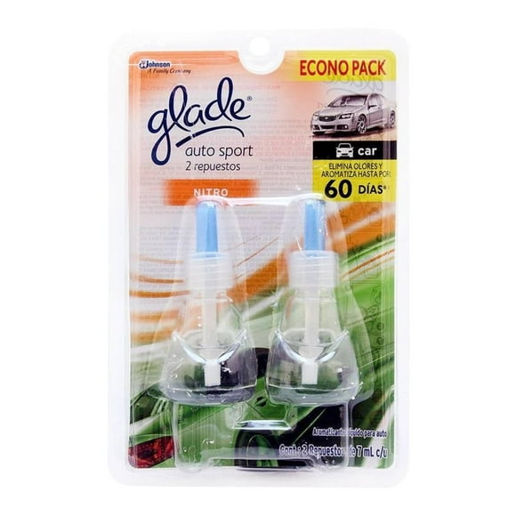 Repuesto de aromatizante ambiental Glade Auto Sport Nitro 2 Piezas de 7 ml c/u