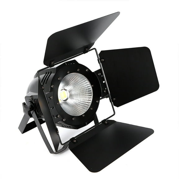200W Stage Light with Barn Doors 200W COB DMX512 Cool & Warm White DJ Par Lamp