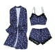 thumbnail image 1 of 3 uds traje de lencería mujer encaje Patchwork seda satén tentación Babydoll ropa interior ropa interior ropa de dormir pantalones cortos + camisón + camisón Fridja nalpqowj42694, 1 of 9