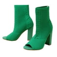 thumbnail image 5 of Mepaouo Peep Toe Boots for Women Chunky Block Heel Ankle Sock Booties Knit Slip on Dress Heeled Sandals, 5 of 7