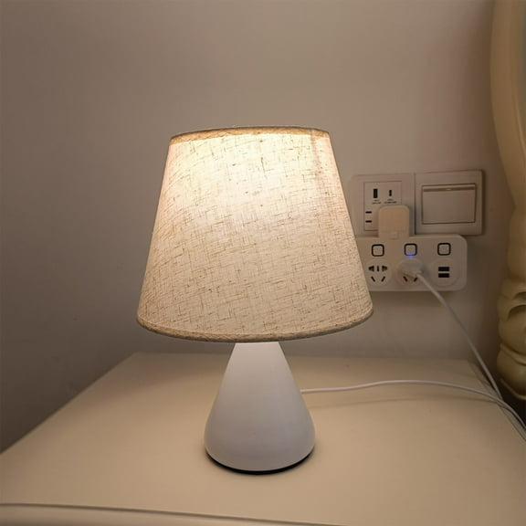 under $5 Usloyux Table lamp Lamp Button Table Lamp Iron Desk Lamp Plug-in Lamps for Night Stands Retro Reading Light Fabric Lampshade Bedside Lamps Elegant