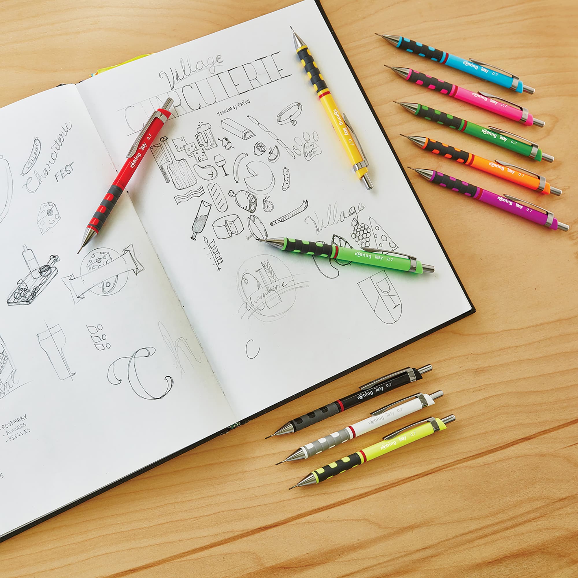 rOtring Tikky Mechanical Pencil | 0.35mm, 0.5mm and 0.7mm | HB Lead | Black Barrel | 3 Piece Set