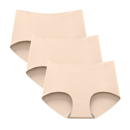 YOTMKGDO Cheeky Underwear for Women  Ladies Underwear Panties  Color Underwear Women S Solid Breathable 3Pc Non- Silk Midwaist Ice (#1 Beige  L)
