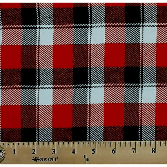 SeaWool Heavy Flannel Plaid Red Black White Robert Kaufman 51" Wide Woven Seawool Flannel Fabric by the Yard (S706-1308-RED)
