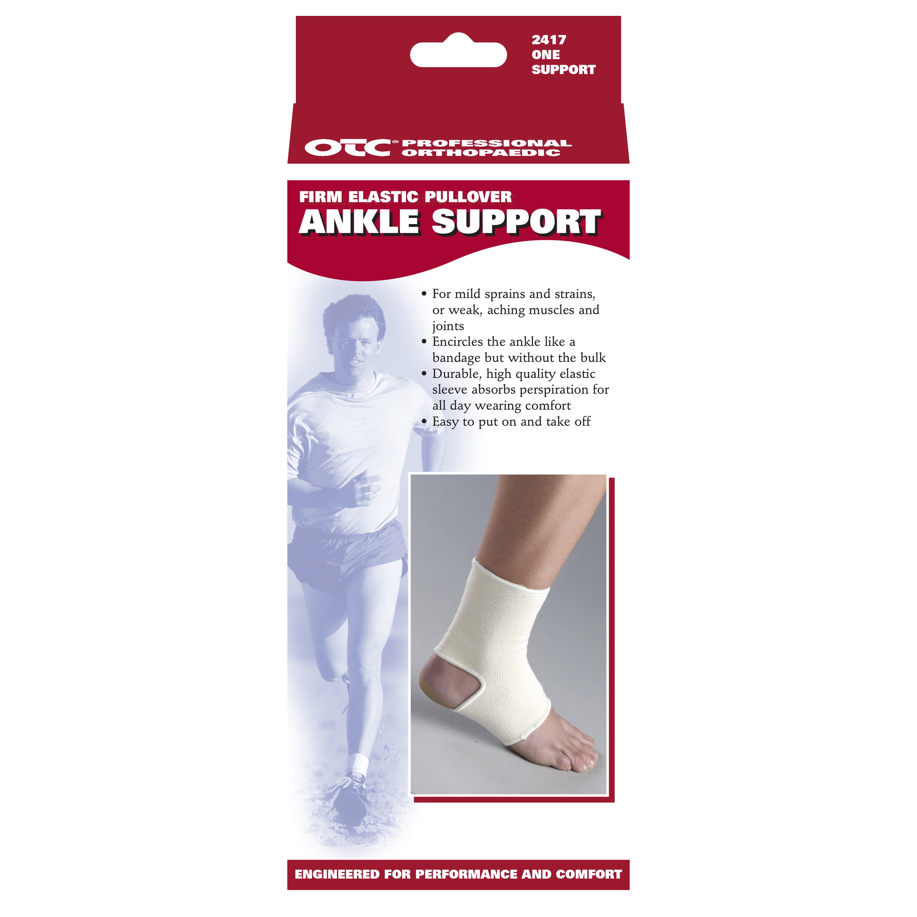 OTC Pullover Elastic Ankle Support, White, X-Large