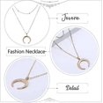 thumbnail image 3 of deux Pices, Or Et Argent,collier Multicouche Avec Pendentif Double Angle Pour Femme Et Fille, 3 of 5