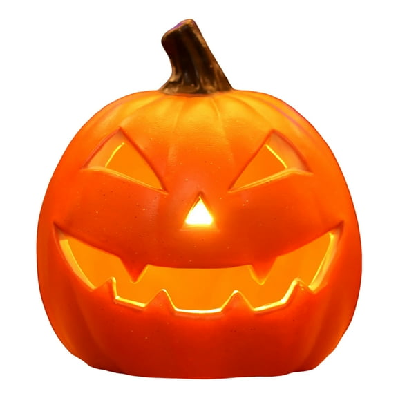 Happydeer Halloween Pumpkin Lamp Spooky Light Up Pumpkin Figurine Glowing Decorative Pumpkin with LED Light for Haunted House Halloween Home Garden Decor (Type L)