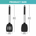 thumbnail image 3 of Pack of 2 Silicone Turner Spatulas, Non Stick Slotted Solid Kitchen Utensils, High Heat Resistant & BPA Free, Ideal for Fish Eggs Pancakes - Black, 3 of 7