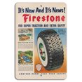 thumbnail image 1 of Vintage Firestone Tire Sign: Retro Traction & Safety Design Size: 16 x 12 inches, 1 of 5