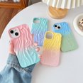 thumbnail image 2 of Pleated Water Ripple Chrome Wave Pattern Soft Compatible with iPhone Case (Yellow Pink,iPhone 15 Pro Max), 2 of 12