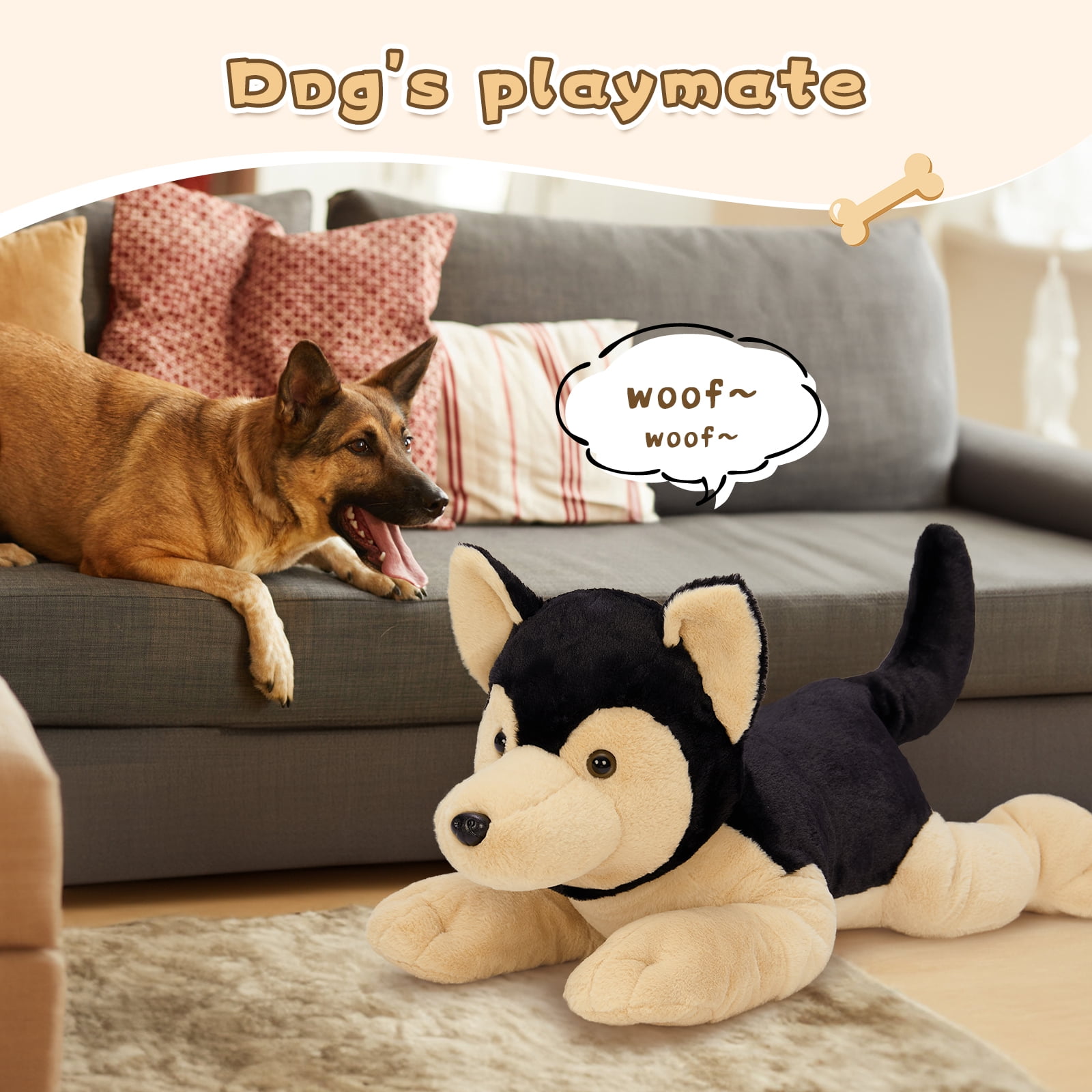 MorisMos 32" Giant German Shepherd Dog Stuffed Animal Plush Toy
