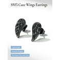thumbnail image 6 of U7 Sterling Silver Angel Wing Stud Earrings Black Plated Hypoallergenic Adorned for Women Cute Studs Birthday Gift for Wife Daughter, 6 of 8