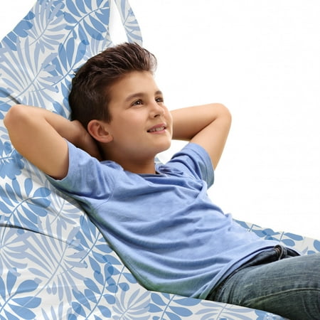 

Blue and White Lounger Chair Bag Tender Tropical Design in Blue Shades Exotic Hawaiian Summer Leaves High Capacity Storage with Handle Container Lounger Size Pale Blue and White by Ambesonne