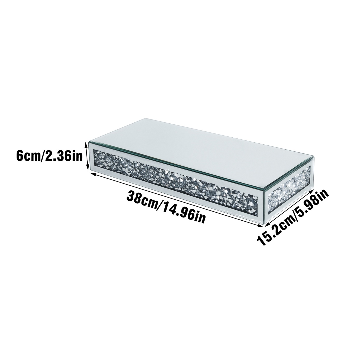 LUVODI Silver Crushed Diamond Wall Floating Shelf Luxury Mirrored Storage Shelf Home Decoration