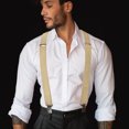 thumbnail image 2 of KAMBERFT Heavy Duty Champagne Suspenders for Men with 4 Strong Metal Clips, 1.5 inch Wide, 2 of 4