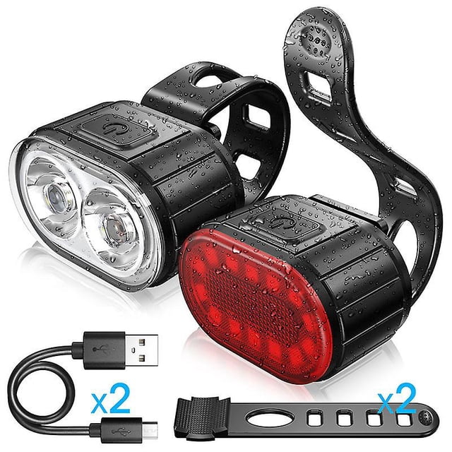 Usb Rechargeable Bike Light Set, 350 Lumen Super Bright Bike Lights Front And Back Led Rear Taillight, Bicycle Lights For Night Riding Safety, Waterpr