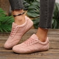 thumbnail image 2 of Domzle Women's Fashion Sneakers Casual Walking Shoes Lace Up Tennis Shoes Low Top, Comfortable, Lightweight, Slip on, Faux Suede, Non-Slip, Work Daily Pink, 2 of 8