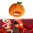thumbnail image 1 of Gorra de peluche de dibujos animados,Gorro de peluche naranja con forma de fruta de dibujos animados,gorro de invierno,Accesorios creativos para fotografías de cumpleaños con sombreros de, 1 of 8