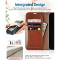 thumbnail image 3 of iPhone 13 Pro Case,iPhone 13 Pro 5G Wallet Case[Card Holder][Kickstand] [TPU Inner Shell][RFID Blocking] Flip Phone Cover Compatible for 6.1 Inch iPhone 13 Pro -Black - 3 Rear Cameras (Brown), 3 of 7