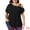 Black, variant on DARING DIVA Women's Plus Criss Cross Off One Shoulder T-Shirts 1X Black