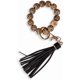 thumbnail image 1 of Silicone Key Ring Bracelet, Women Beaded Bangle Keychain Wristlet Leather Tassel, 1 of 4