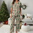 thumbnail image 4 of Gubotare Christmas Womens Fashion Pajamas Pajama Sets for women Breathable Pj Set Sleepwear Long Pants Nightwear Loungewear Pajamas Set for Women (Beige,S), 4 of 5