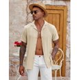 thumbnail image 2 of COOFANDY Mens Cuban Guayabera Shirts Short Sleeve Linen Shirt Loose Fit Camp Collar Shirt, 2 of 7