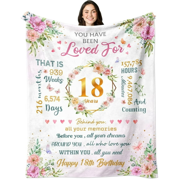 LHSHID 18th Birthday Gifts for Girls Blanket 18 Year Old Girl Birthday Gifts Gifts for 18 Year Old Girl 18th Birthday Decorations for Girls Best 18 Year Old Girl Gift Throw Blanket 30"x40"