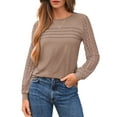thumbnail image 3 of UVN Blouses for Women Dressy Lace Pleated Tunic Tops Casual Long Sleeve Fall Shirts, 3 of 9
