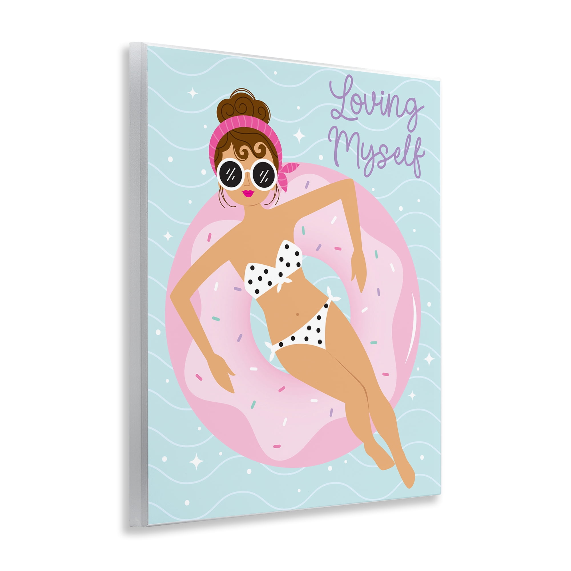 Stupell Industries Loving Myself Girl in Pool People Painting Unframed Art Print Wall Art, 11 x 14