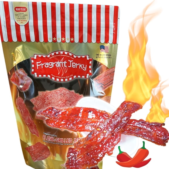 Singapore-Style Fire-Grilled Bacon Jerky (Spicy Flavor 4 oz.) *Grilled Fresh to Your Order *Shipped the Same Day - L.A. Times "Handmade Gift" Winner