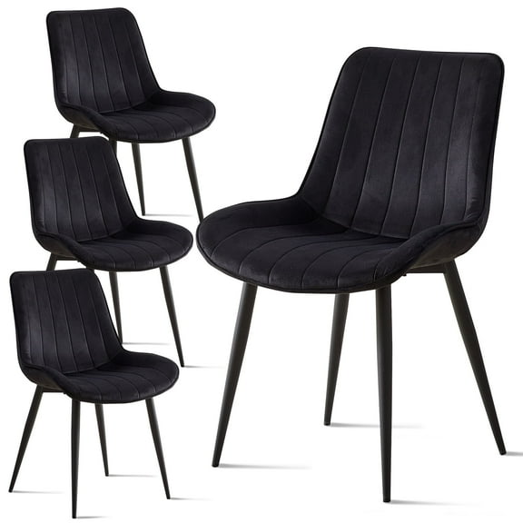 HJhomeheart Modern Velvet Dining Chairs Set of 4, Upholstered Kitchen Side Chairs Cat Scratch-Resistant, with Thick Cushions & Metal Legs, Orange