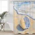 thumbnail image 2 of Extra Long Shower Curtain 72x84 Inch, Coastal Shell Shower Curtain Waterproof Bathroom Decor Blue Yellow Summer Beach Nautical Ocean Fabric Bath Curtain Set Accessories with Hooks, 2 of 6
