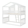 thumbnail image 6 of Newest Twin Over Twin House Bunk Bed With Ladder, Wood Bed-White, 6 of 9