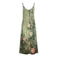 thumbnail image 5 of SMihono Women's Summer Loose Maxi Dress Spaghetti Strap V Neck Floral Printed Long Dresses Beach Sundress with Pockets A Line Flowy Swing Dress Green 6, 5 of 5