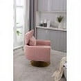 thumbnail image 4 of 360° Swivel Accent Chair with Lumbar Pillow, Classic Mid-Century Round Club Chair with Gold Base, Comfy Deep Seat Upholstered Reading Armchair for Living Room Bedroom and Office, Pink, 4 of 7